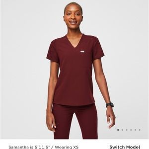 Burgundy Catarina Scrub Top